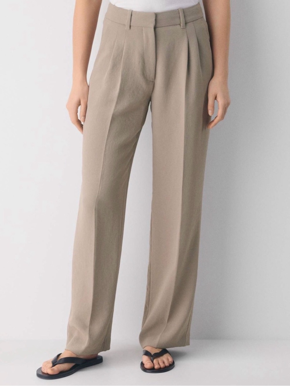 Wilfred Taupe Wide-Leg Pleated Trousers